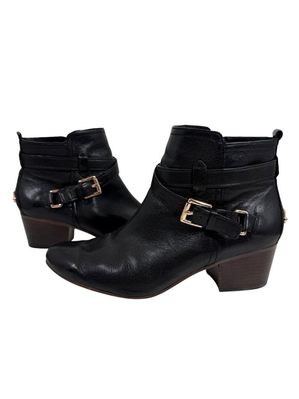 COACH Pauline Black Leather Heeled Side Zip Ankle Boots Women's Size 9 B *READ*